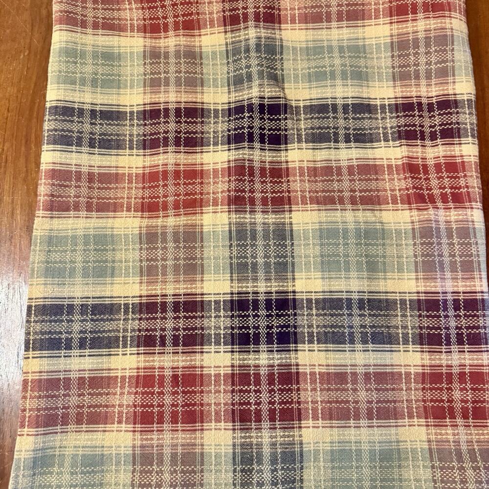 Vintage Harvest Plaid Tablecloth 80x56 Burgundy Green Gold Cottage Thanksgiving